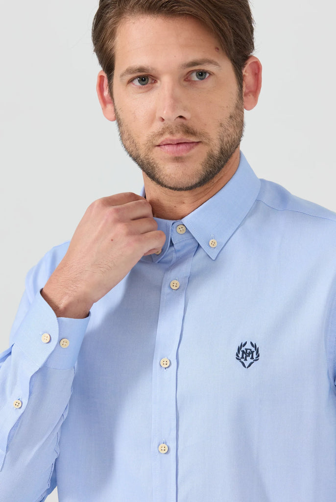 Marco Frank - Cyril: Chemise Oxford Coupe Classique - Bleu