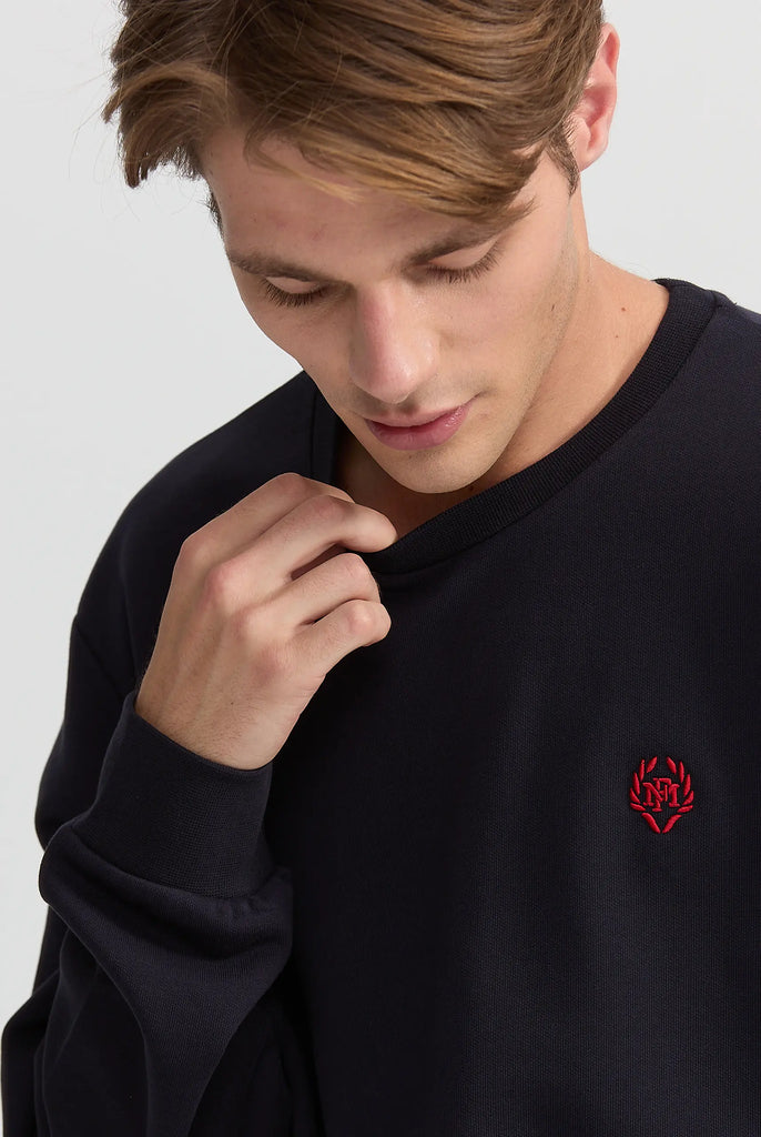 Marco Frank - Faure: Sweat Avec Logo Emblématique - Bleu Marine