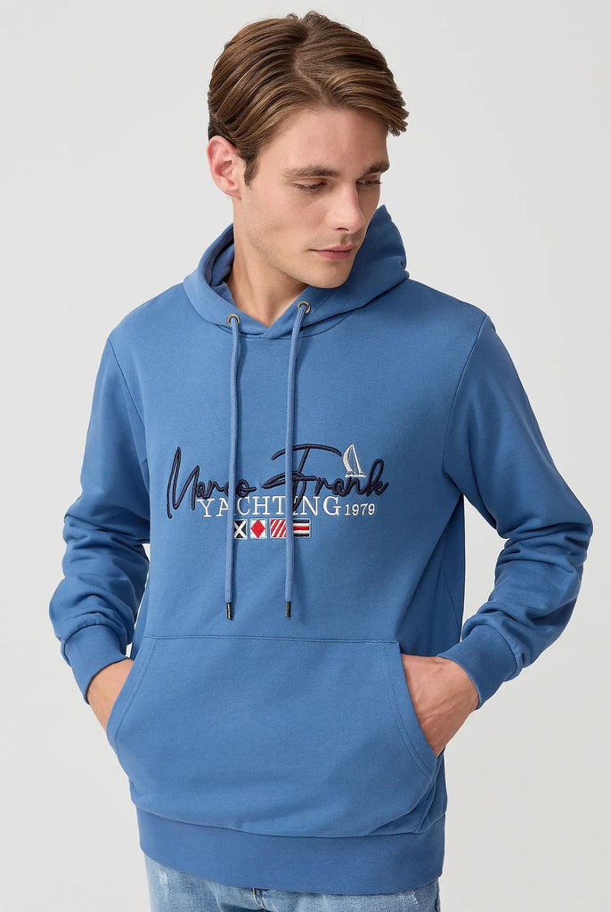 Matisse: Sweat Capuche Avec Drapeau Style Nautique Brodé - Marco Frank