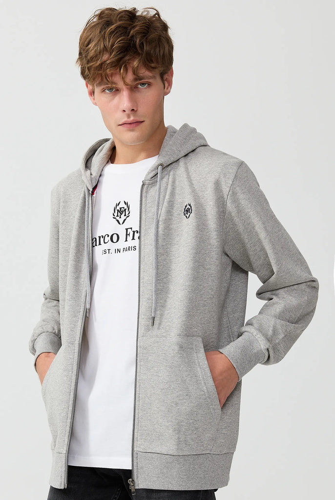 Simon: Sweat Zippé à Capuche Avec Logo Emblématique - Marco Frank