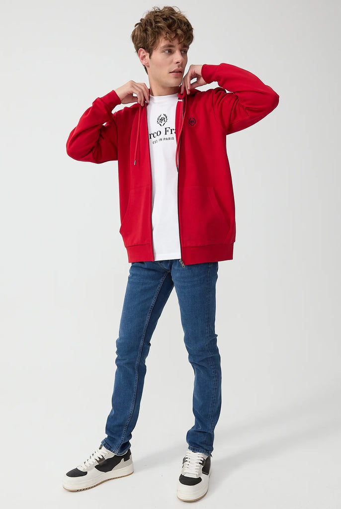 Simon: Sweat Zippé à Capuche Avec Logo Emblématique - Marco Frank