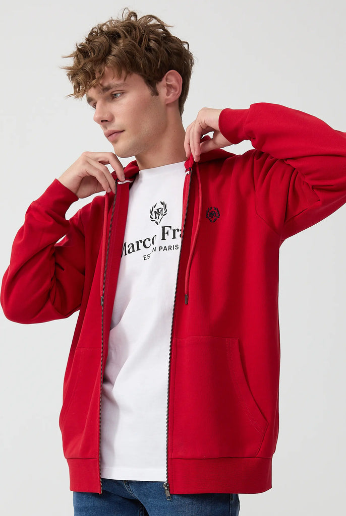 Simon: Sweat Zippé à Capuche Avec Logo Emblématique - Marco Frank