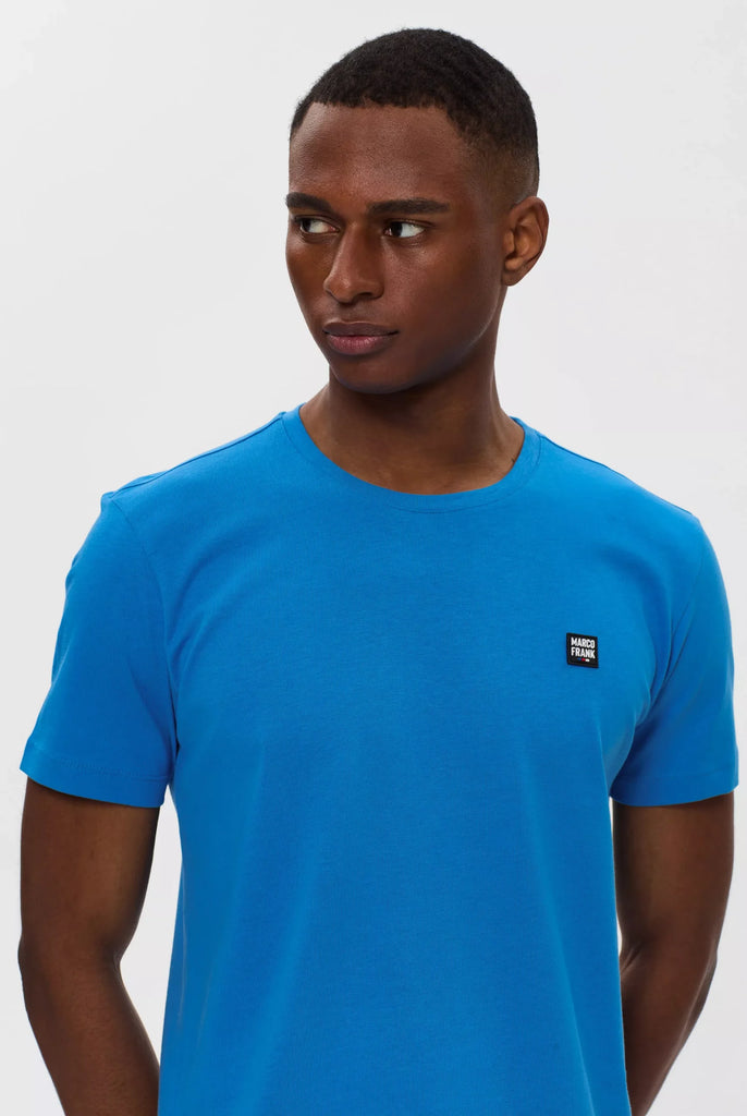 Marco Frank - Damien: T-Shirt Avec Écusson Logo en Silicone - Bleu