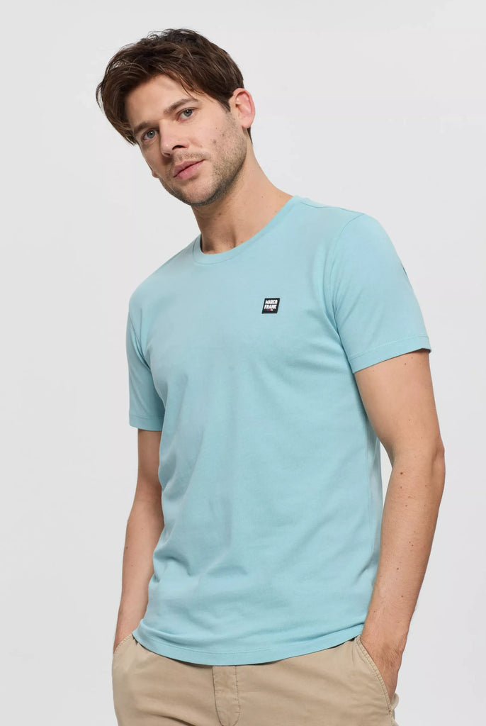 Marco Frank - Damien: T-Shirt Avec Écusson Logo en Silicone - Bleu