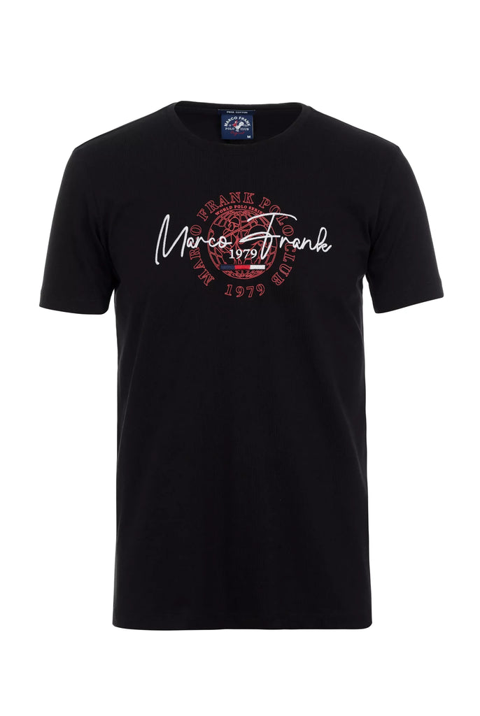 Marco Frank - Daniel: T-shirt Avec Logo Manuscrit Brodé et Imprimé - Noir
