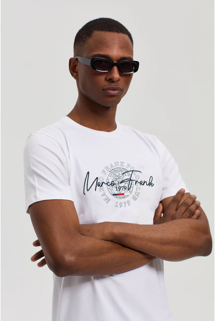 Daniel: T-shirt Avec Logo Manuscrit Brodé et Imprimé - Marco Frank