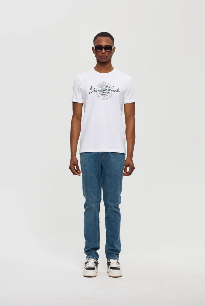 Daniel: T-shirt Avec Logo Manuscrit Brodé et Imprimé - Marco Frank