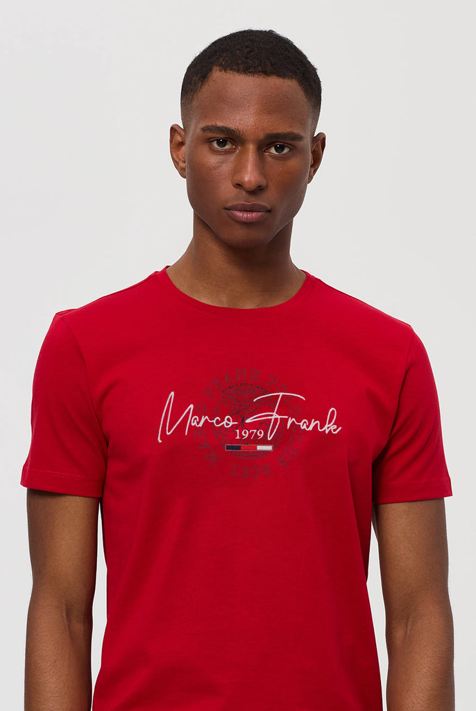 Daniel: T-shirt Avec Logo Manuscrit Brodé et Imprimé - Marco Frank