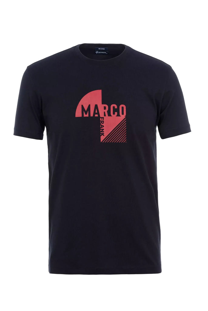 Marco Frank - Decartes: T-Shirt à Logo Graphique - Bleu Marine