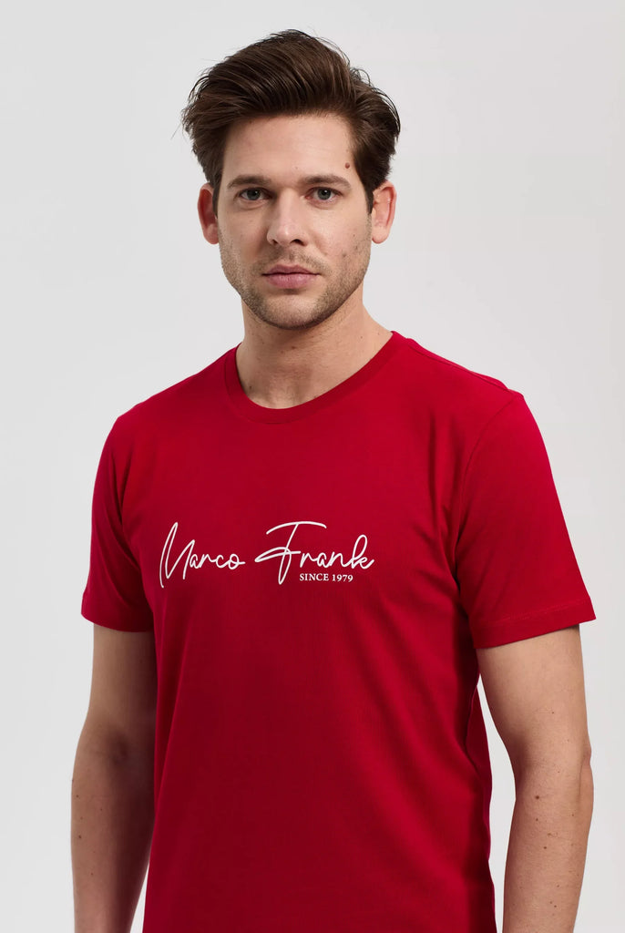 Marco Frank - Fabien: T-shirt Avec Logo Manuscrit - Rouge