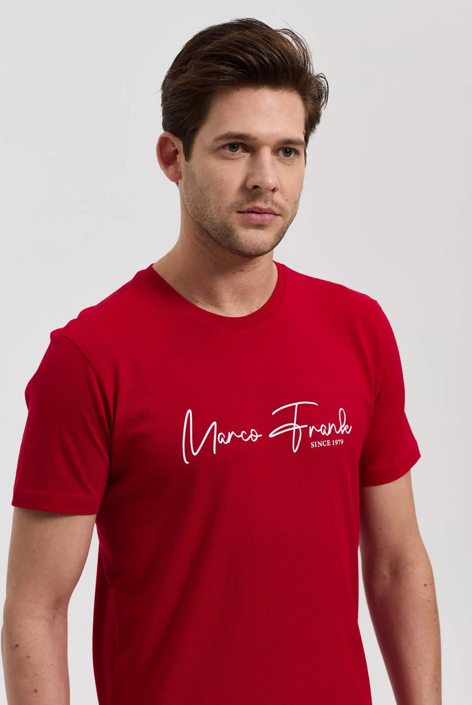 Marco Frank - Fabien: T-shirt Avec Logo Manuscrit - Rouge