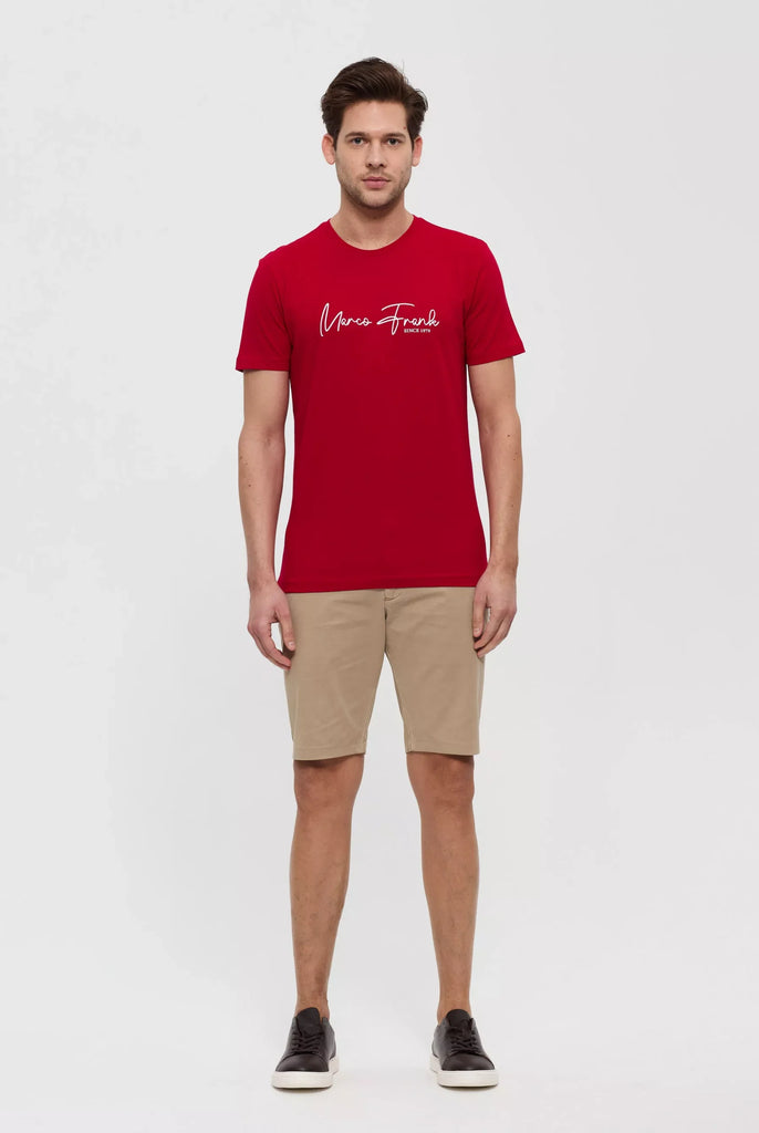 Marco Frank - Fabien: T-shirt Avec Logo Manuscrit - Rouge