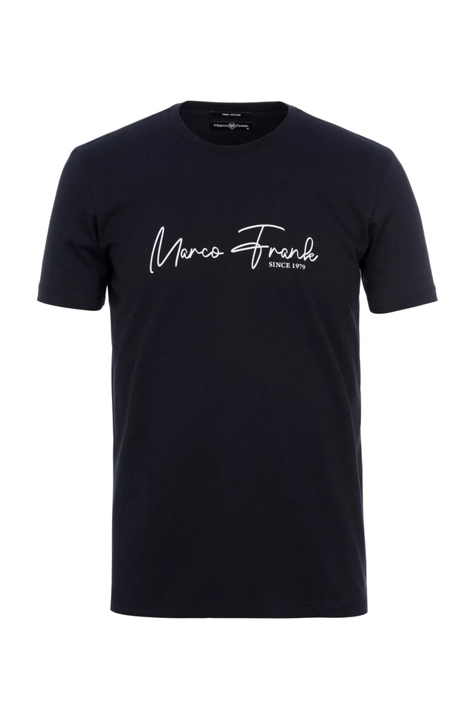 Marco Frank - Fabien: T-shirt Avec Logo Manuscrit - Bleu Marine