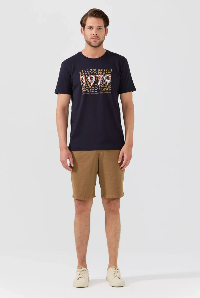 Marco Frank - Gable: T-shirt Avec Typographie 1979 - Bleu Marine