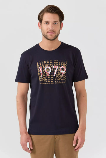 Marco Frank - Gable: T-shirt Avec Typographie 1979 - Bleu Marine