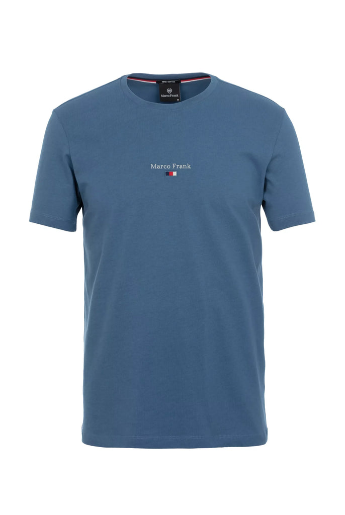 Marco Frank - Léo: T-shirt à Logo Drapeau Brodé - Indigo