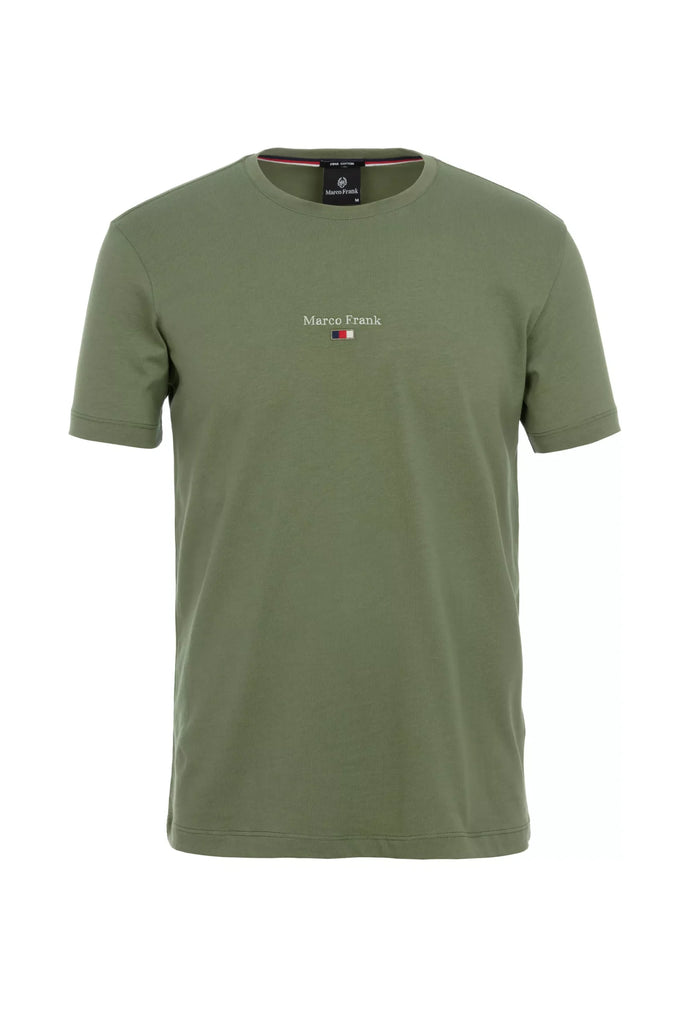 Marco Frank - Léo: T-shirt à Logo Drapeau Brodé - Kaki