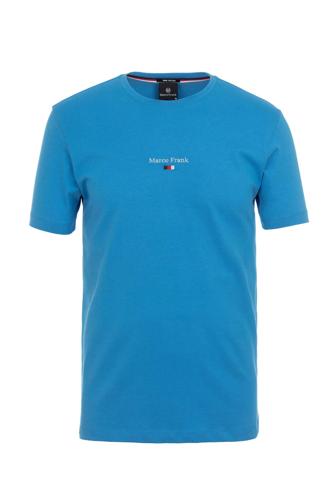 Marco Frank - Léo: T-shirt à Logo Drapeau Brodé - Bleu Royal