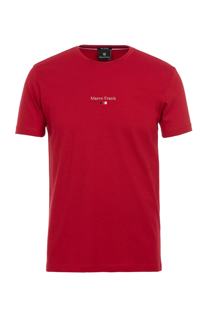 Marco Frank - Léo: T-shirt à Logo Drapeau Brodé - Rouge