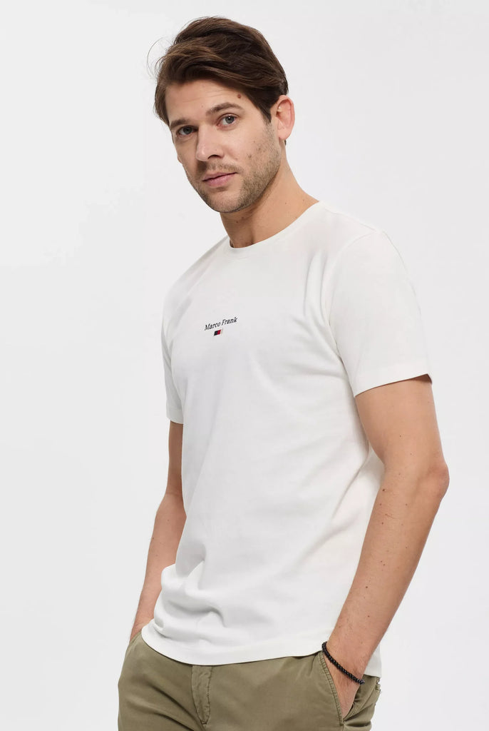 Marco Frank - Léo: T-shirt à Logo Drapeau Brodé - Ecru