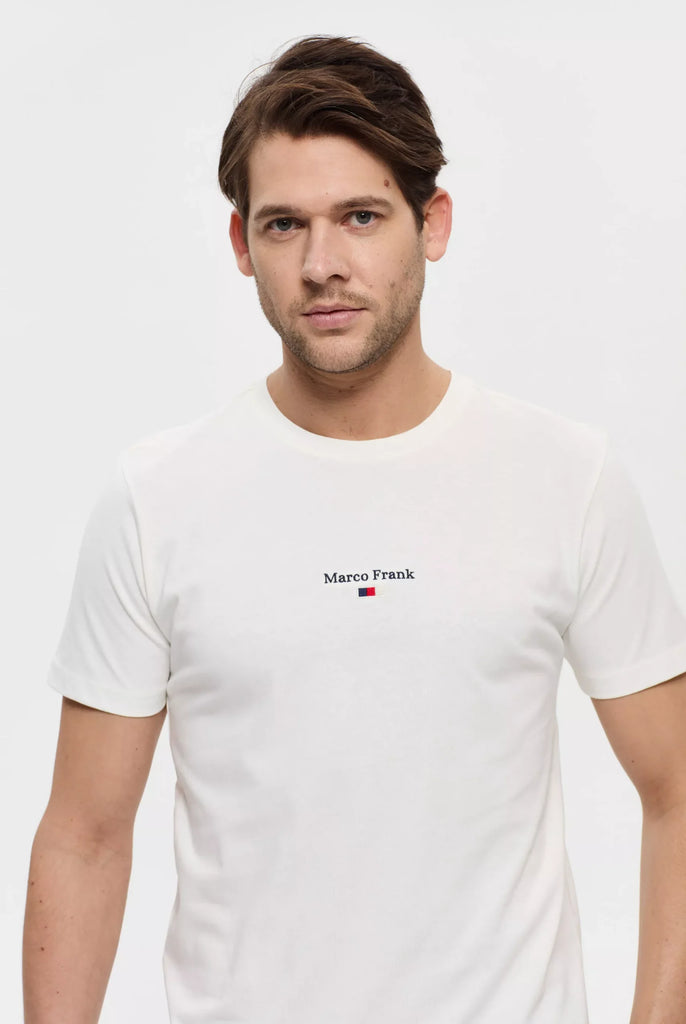 Marco Frank - Léo: T-shirt à Logo Drapeau Brodé - Ecru