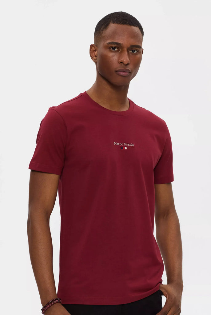Marco Frank - Léo: T-shirt à Logo Drapeau Brodé - Bordeaux