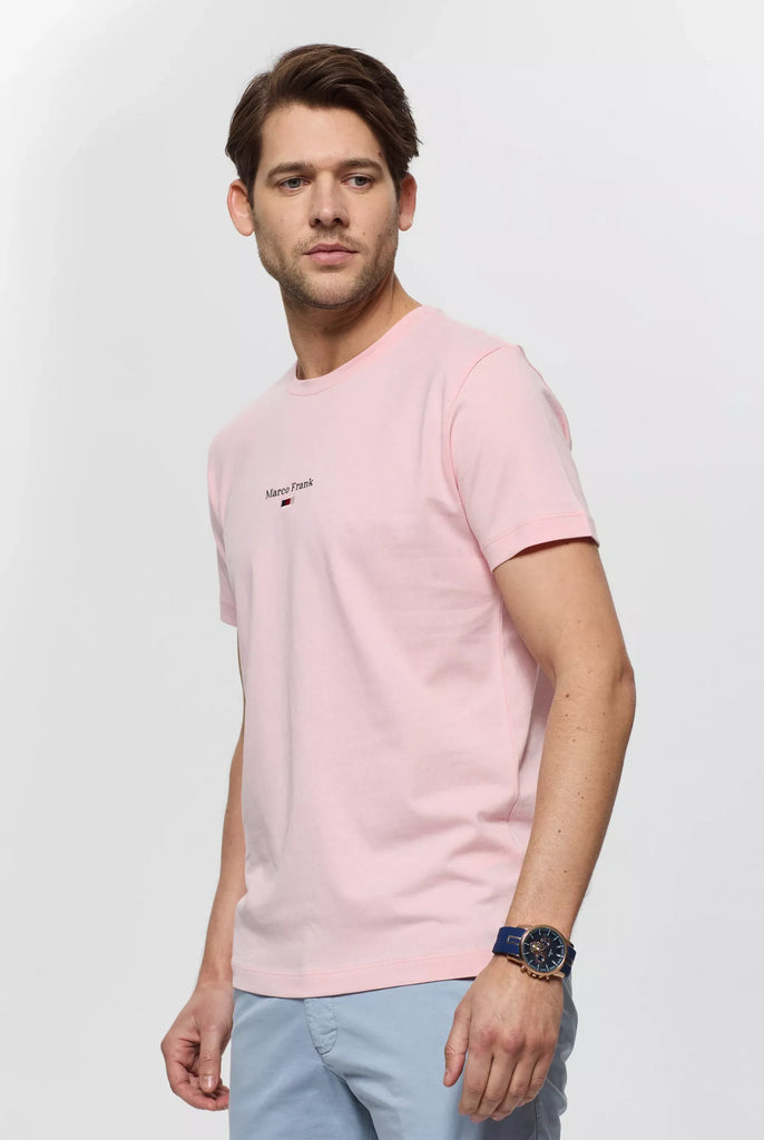 Marco Frank - Léo: T-shirt à Logo Drapeau Brodé - Rose