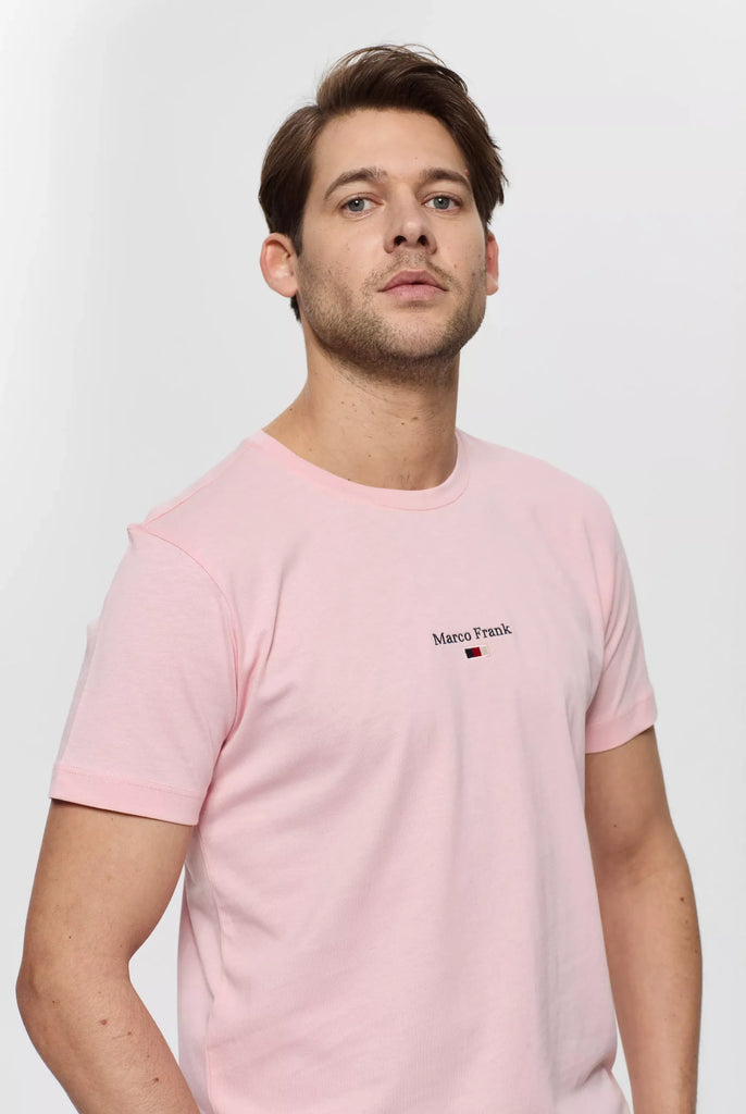 Marco Frank - Léo: T-shirt à Logo Drapeau Brodé - Rose