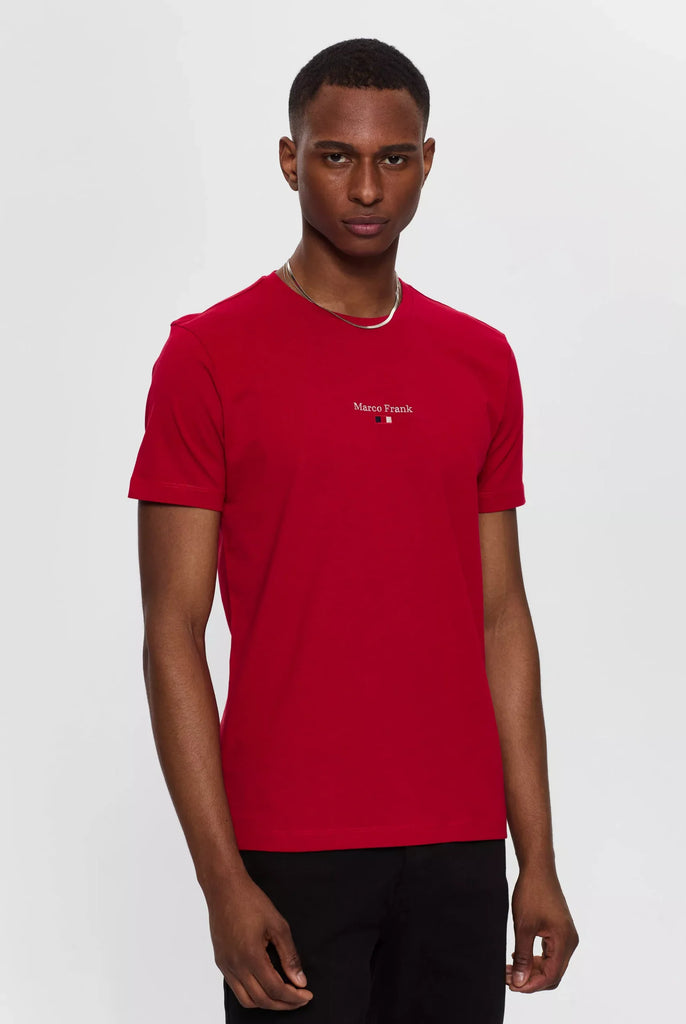 Marco Frank - Léo: T-shirt à Logo Drapeau Brodé - Rouge