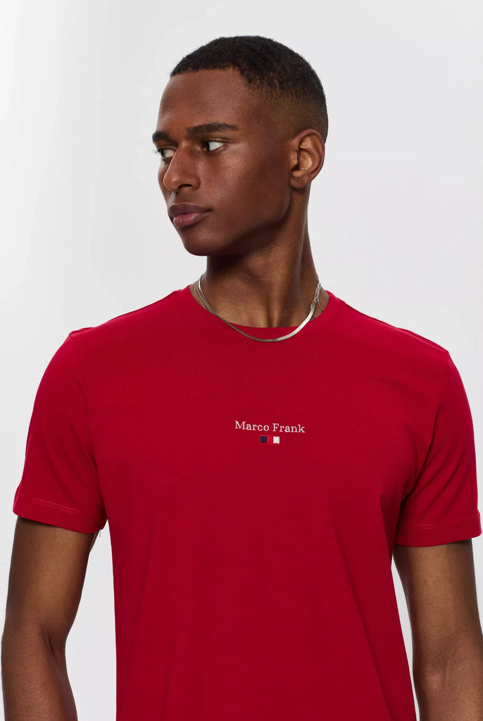 Marco Frank - Léo: T-shirt à Logo Drapeau Brodé - Rouge