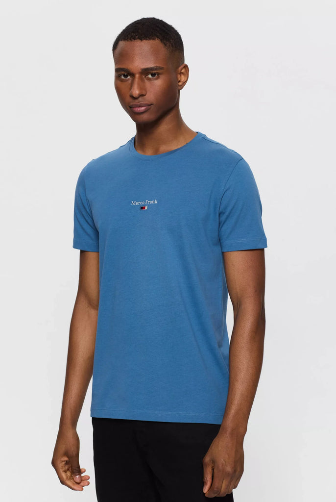 Marco Frank - Léo: T-shirt à Logo Drapeau Brodé - Indigo