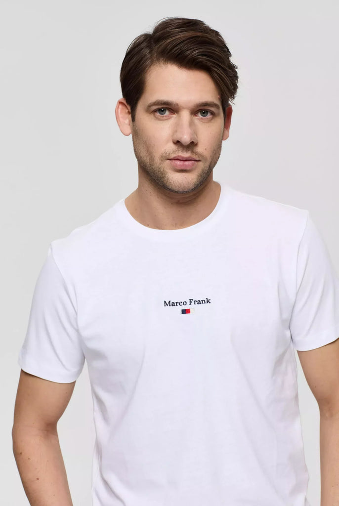 Marco Frank - Léo: T-shirt à Logo Drapeau Brodé - Blanc