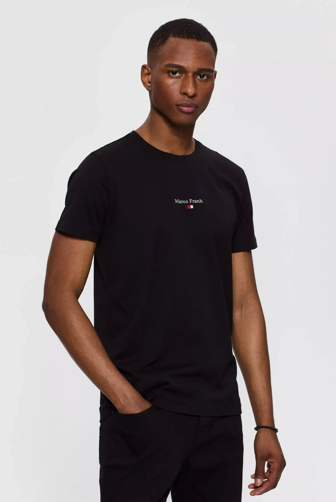 Marco Frank - Léo: T-shirt à Logo Drapeau Brodé - Noir
