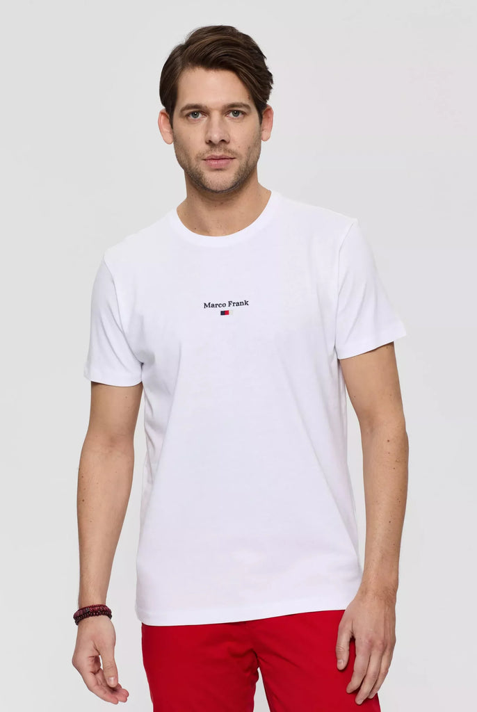 Marco Frank - Léo: T-shirt à Logo Drapeau Brodé - Blanc