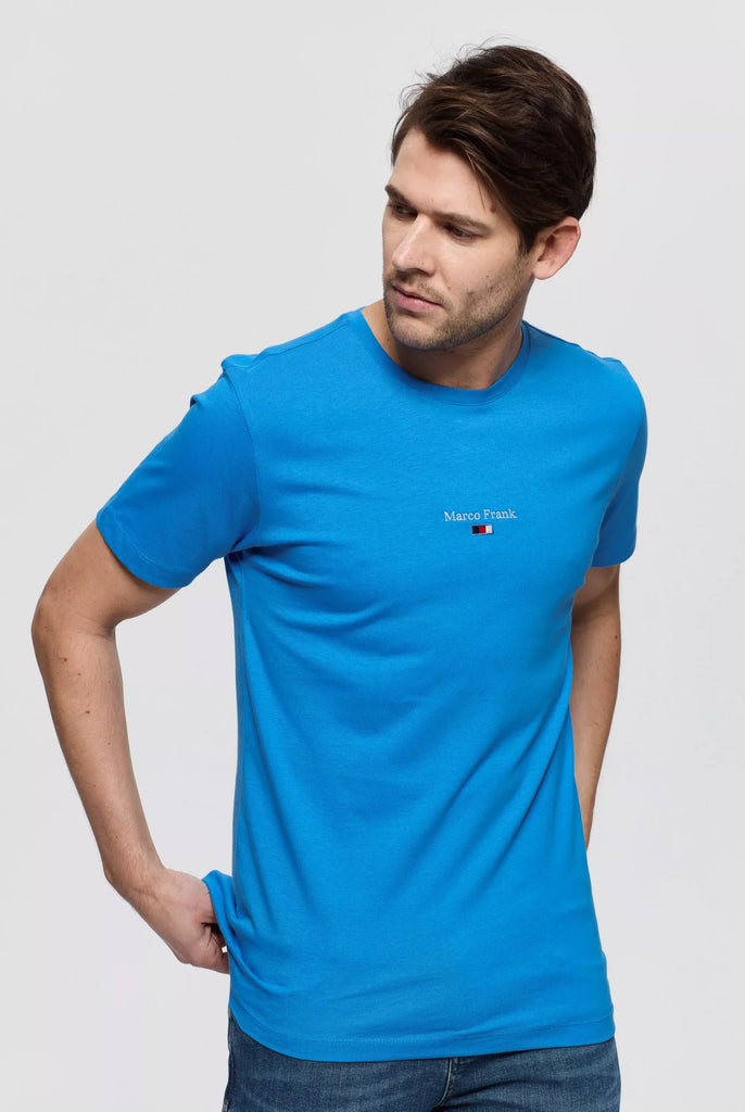 Marco Frank - Léo: T-shirt à Logo Drapeau Brodé - Bleu Royal