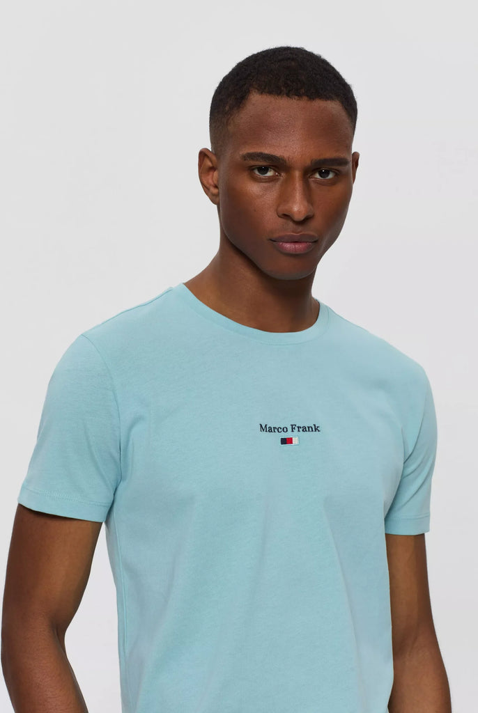 Marco Frank - Léo: T-shirt à Logo Drapeau Brodé - Bleu