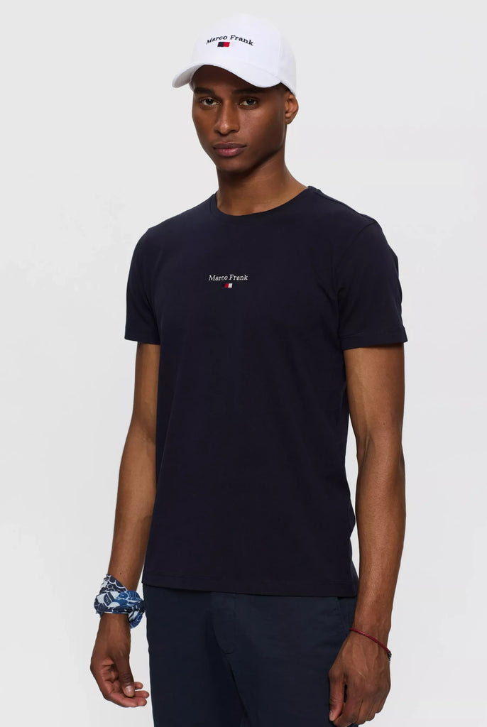 Marco Frank - Léo: T-shirt à Logo Drapeau Brodé - Bleu Marine