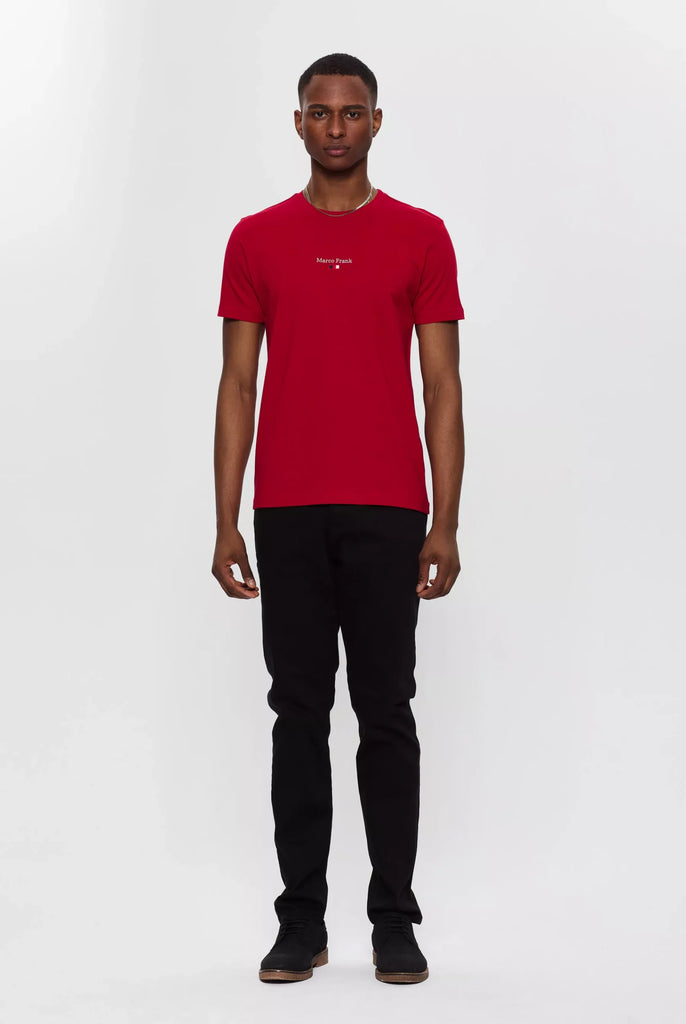 Marco Frank - Léo: T-shirt à Logo Drapeau Brodé - Rouge