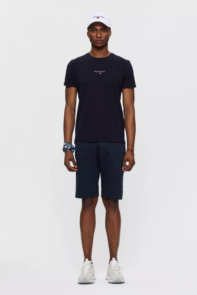 Marco Frank - Léo: T-shirt à Logo Drapeau Brodé - Bleu Marine