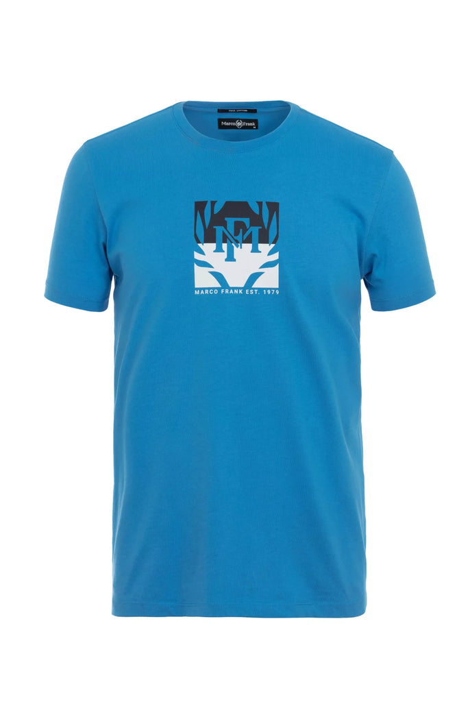 Marco Frank - Liam: T-shirt Avec Logo Bicolore Imprimé - Bleu
