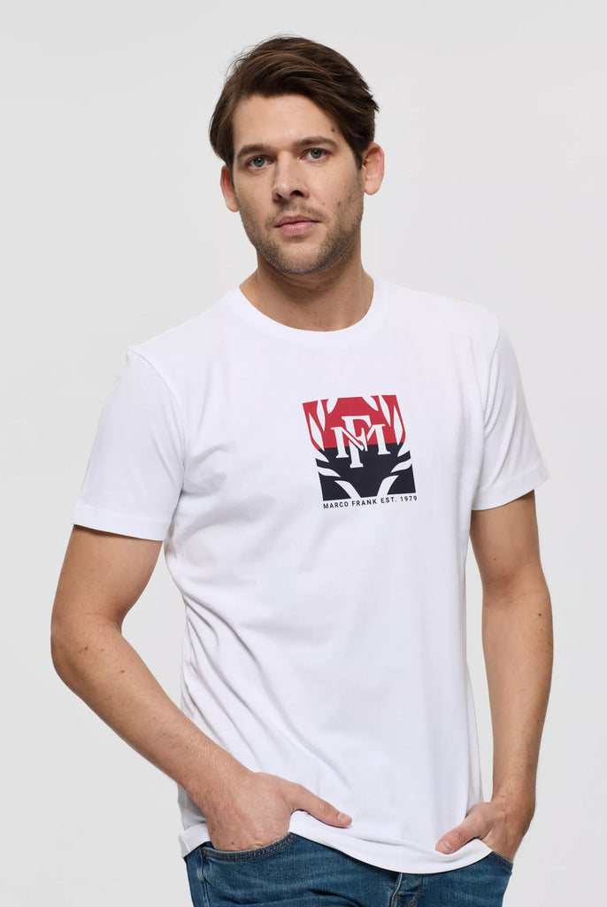 Marco Frank - Liam: T-shirt Avec Logo Bicolore Imprimé - Blanc