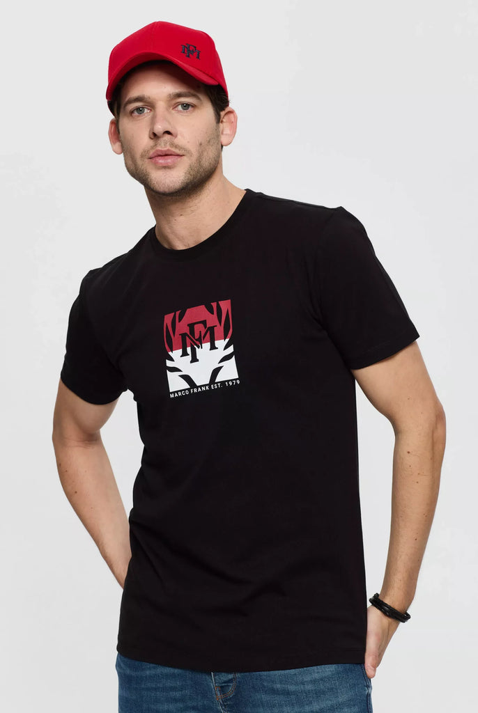 Marco Frank - Liam: T-shirt Avec Logo Bicolore Imprimé - Noir