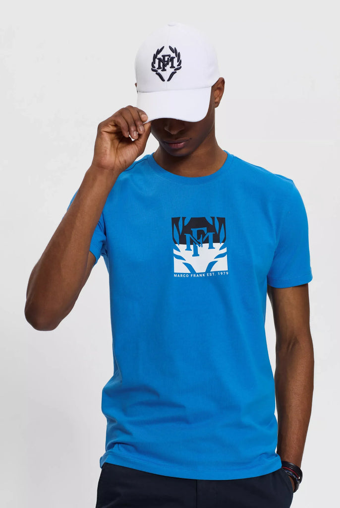Marco Frank - Liam: T-shirt Avec Logo Bicolore Imprimé - Bleu