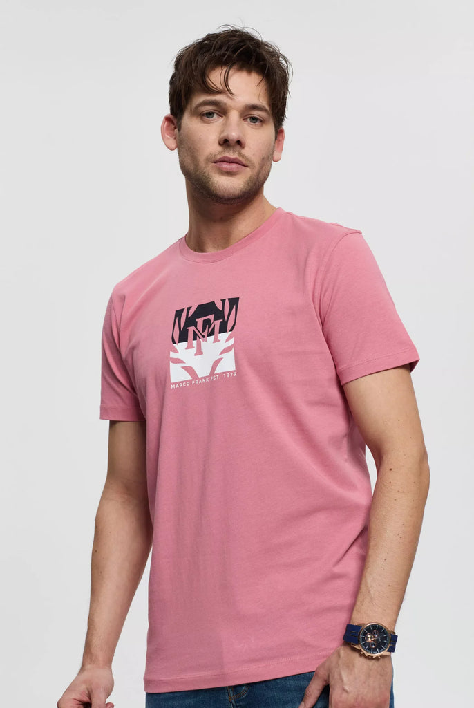 Marco Frank - Liam: T-shirt Avec Logo Bicolore Imprimé - Rose