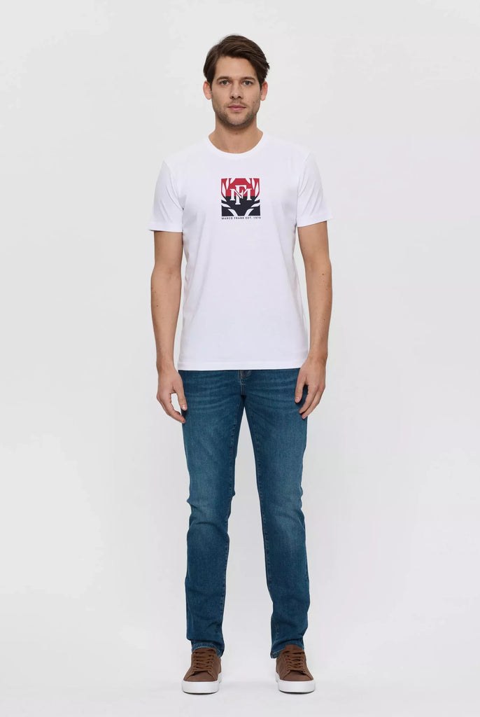 Marco Frank - Liam: T-shirt Avec Logo Bicolore Imprimé - Blanc