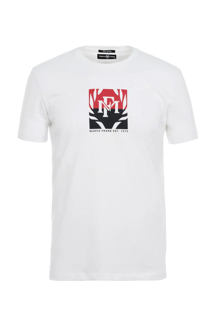 Marco Frank - Liam: T-shirt Avec Logo Bicolore Imprimé - Blanc