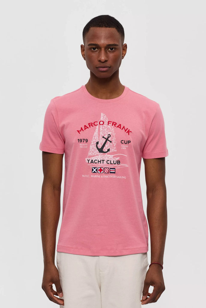 Marco Frank - Lyon: T-shirt Avec Logo Brodé et Imprimé Nautique - Rose