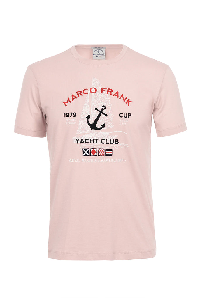 Marco Frank - Lyon: T-shirt Avec Logo Brodé et Imprimé Nautique - Pink