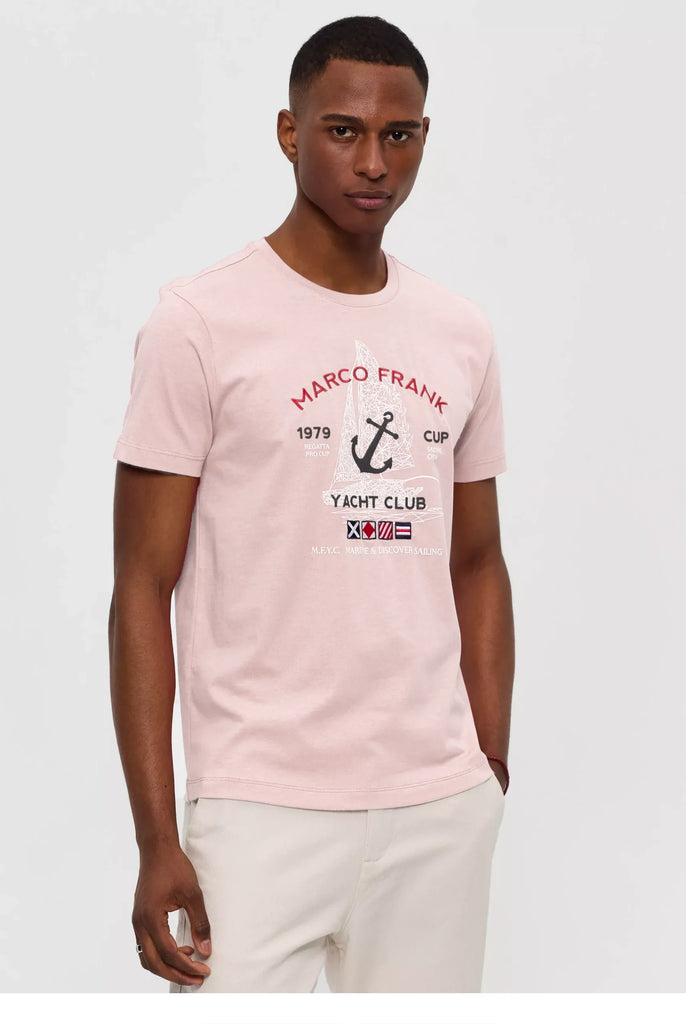 Marco Frank - Lyon: T-shirt Avec Logo Brodé et Imprimé Nautique - Pink