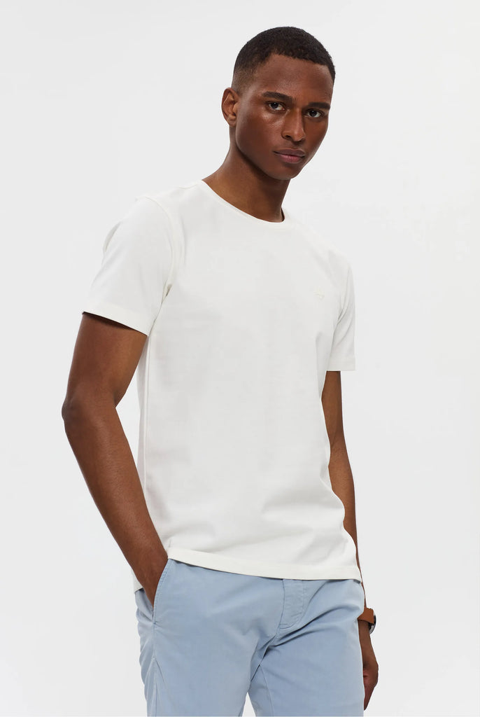 Marco Frank - Marceau: T-shirt Avec Écusson Logo en Silicone Ton Sur Ton - Blanc